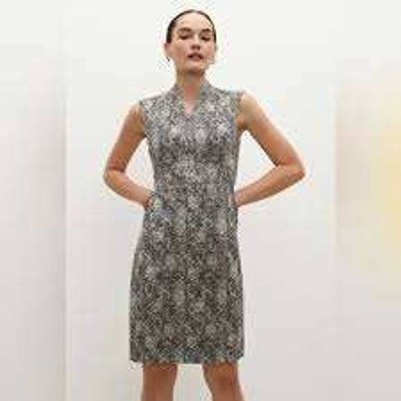 MM.LaFleur Dresses & Skirts - MM LaFleur Aditi Sheath Dress Womens 4 Gray Abstract Sleeveless Polished Career